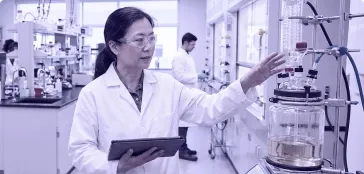 Pharmaceutical R&D leads representative laboratory scene